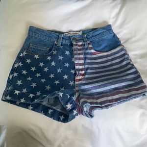 American Apparel - American Flag Jean Shorts